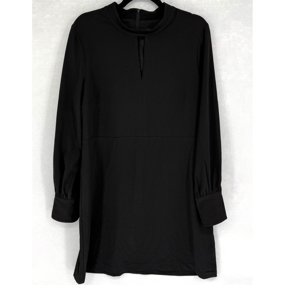 Banana Republic Dress Women 18 Black Long Sleeve Mock Neck Keyhole Shift Elegant